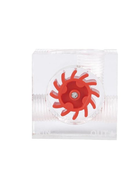 12 Impellers Flow Meter Indicator for PC Water Cooling System G1/4" Thread Quadrate (Red)