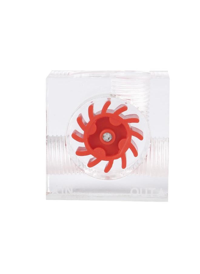 Thoraya 12 Impellers Flow Meter Indicator for PC Water Cooling System G1/4" Thread Quadrate (Red)  - Image 1