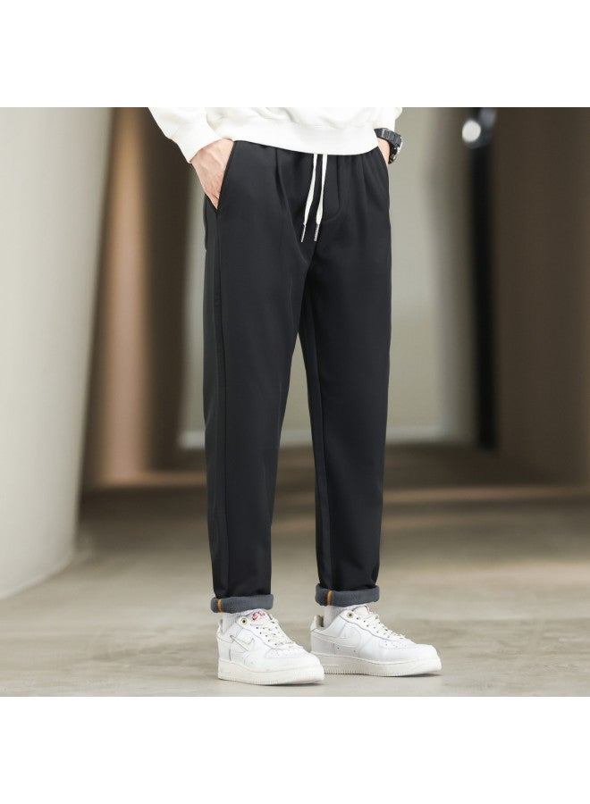 Fapai Winter Casual Pants Elastic Waist Straight Leg Versatile Fashion Long Pants - Image 4