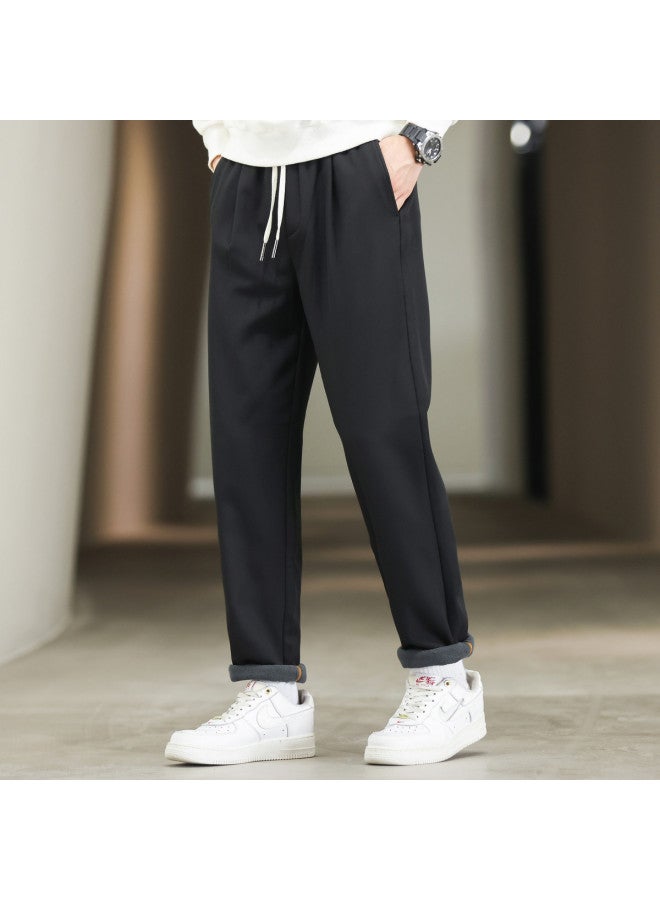 Fapai Winter Casual Pants Elastic Waist Straight Leg Versatile Fashion Long Pants - Image 3