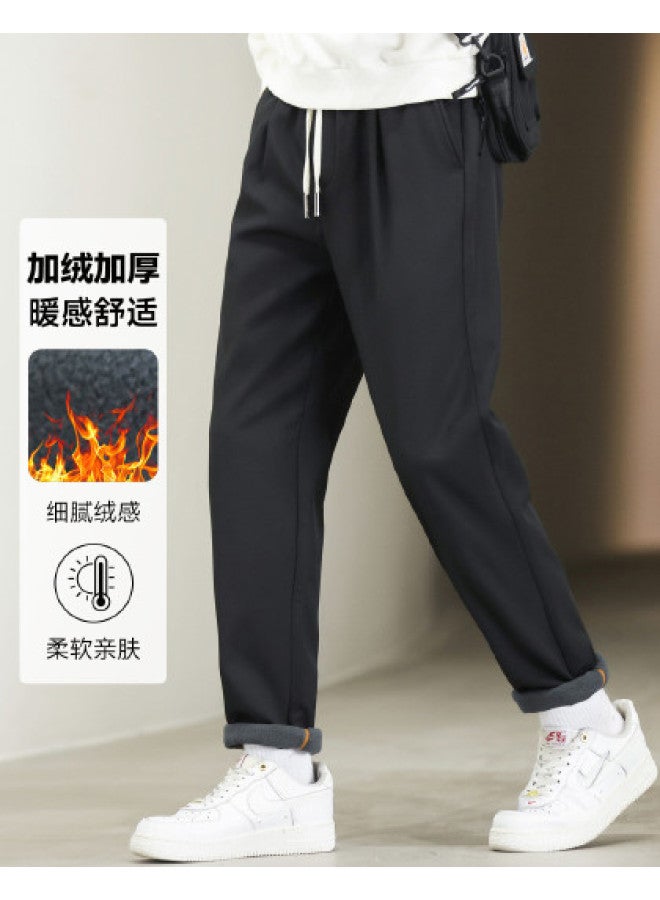 Fapai Winter Casual Pants Elastic Waist Straight Leg Versatile Fashion Long Pants - Image 1