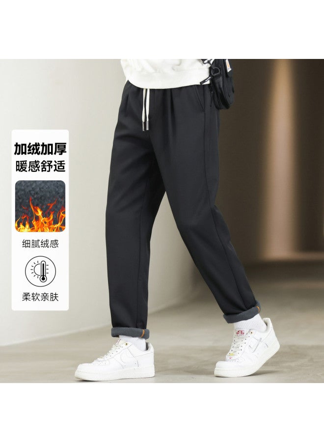 Fapai Winter Casual Pants Elastic Waist Straight Leg Versatile Fashion Long Pants - Image 2