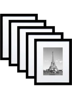 HOOKOR 8x10 inch Picture Frame Set of 5, Display Pictures 5x7 With Mat or 8x10 Without Mat, Wall Gallery Photo Frames for Rustic Home Decor(Black, 8 x 10 inch)  - Image 1