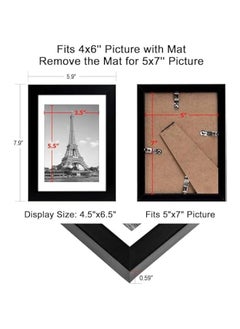HOOKOR 8x10 inch Picture Frame Set of 5, Display Pictures 5x7 With Mat or 8x10 Without Mat, Wall Gallery Photo Frames for Rustic Home Decor(Black, 8 x 10 inch)  - Image 3