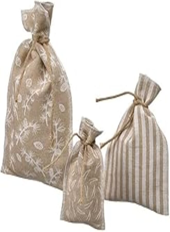 Digital Shoppy VINTERFINT Gift bag, set of 3, mixed patterns/jute natural