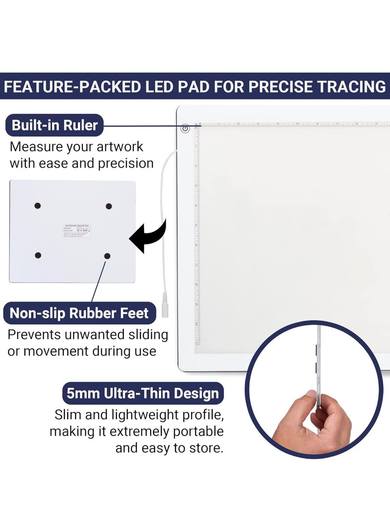 Dasher Products LED Tracing Light Box, 19" Ultra-Thin Light Pad with Adjustable Brightness, Includes USB Cable, Adapter, Paper, and Clip. Portable Drawing Board for Sketching, Cricut Projects, and More - Image 4