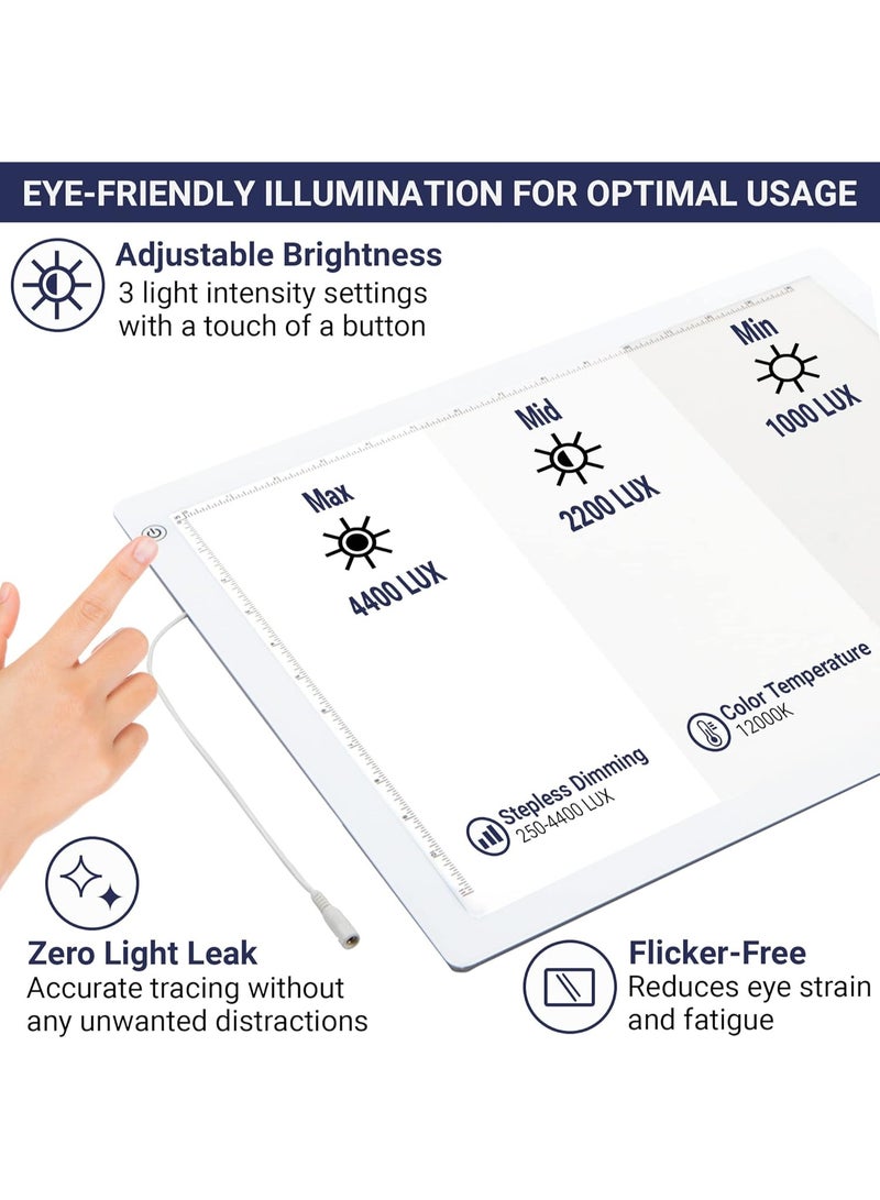 Dasher Products LED Tracing Light Box, 19" Ultra-Thin Light Pad with Adjustable Brightness, Includes USB Cable, Adapter, Paper, and Clip. Portable Drawing Board for Sketching, Cricut Projects, and More - Image 2