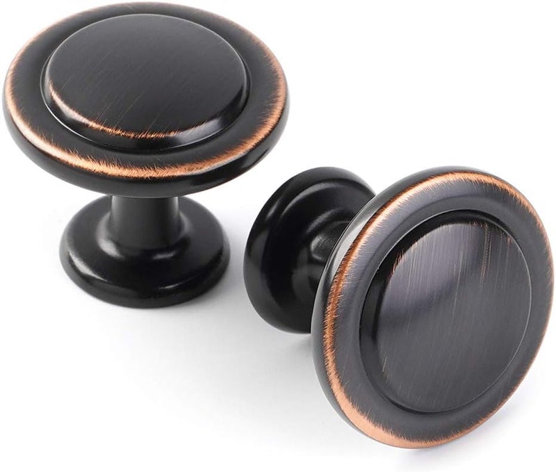 KOOFIZO Round Cabinet Knobs Oil Rubbed Bronze Cabinet Pulls, Dia. 1-1/4 Inch, 10 Pack Bronze Drawer Knobs for Kitchen Cabinets 1960 Drawers Dresser Cupboard Bedroom Bathroom - Image 1
