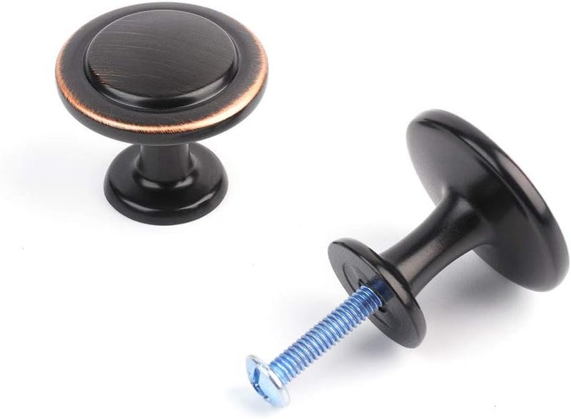 KOOFIZO Round Cabinet Knobs Oil Rubbed Bronze Cabinet Pulls, Dia. 1-1/4 Inch, 10 Pack Bronze Drawer Knobs for Kitchen Cabinets 1960 Drawers Dresser Cupboard Bedroom Bathroom - Image 4