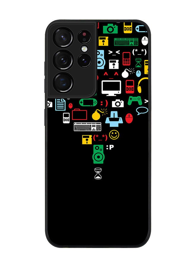 Stylizedd Rugged Black edge case for Samsung Galaxy S21 Ultra 5G Slim fit Soft Case Flexible Rubber Edges Anti Drop TPU Gel Thin Cover - Convergence (Black) - Image 1