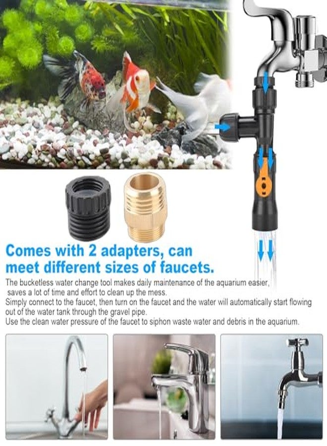 AYNEFY Fish Tank Water Changer Faucet Adapter, AYNEFY Aquarium Water Changer with 3 Tab Connecter, Vacuum Siphon Gravel Cleaner Plastic Connector Replacement Parts for Aquarium Quick Water Change - Image 2