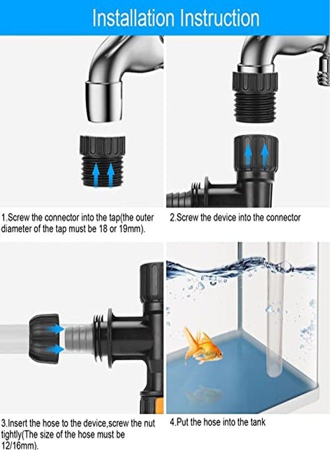 AYNEFY Fish Tank Water Changer Faucet Adapter, AYNEFY Aquarium Water Changer with 3 Tab Connecter, Vacuum Siphon Gravel Cleaner Plastic Connector Replacement Parts for Aquarium Quick Water Change - Image 3