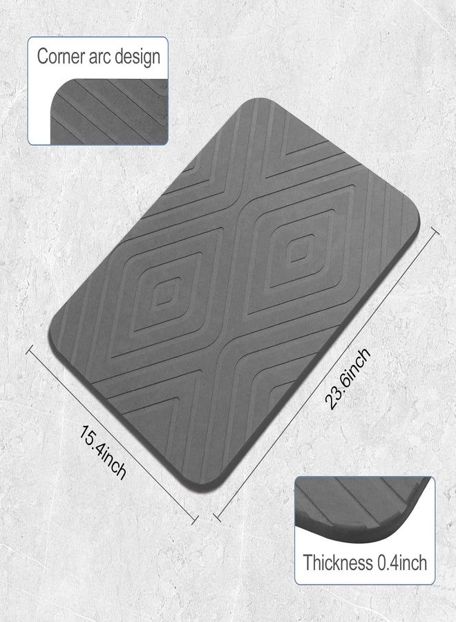 HUMIGA 2 Pack Stone Bath Mat, Diatomaceous Earth Shower Mat, Non-Slip Super Absorbent Quick Drying Bathroom Kitchen Floor Mat, 24x15, Grey - Image 4