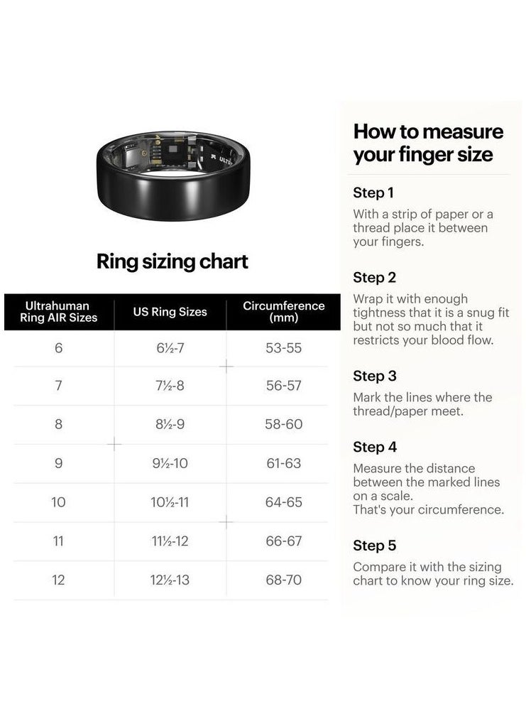 ULTRAHUMAN - Ring AIR - Advanced sleep-tracking wearable, HRV & Temperature Monitoring,Track workout, movement & recovery, Water resistant, 6 Days Battery Life with Lifetime Free Subscription (Size 13) - Air Black - Image 1