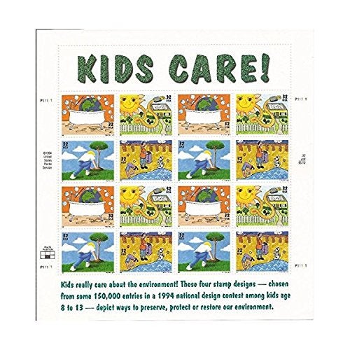 USPS Kids Care - Earth Day Full Sheet of Sixteen 32 Cent Stamps Scott 2951-54 - Image 4
