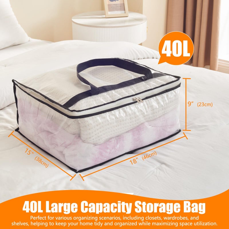 MKOKYD 40L Clear Storage Bags for Blanket, Clothes, Comforter, Bedding, Sheet, Pillow - Closet Organizers and Storage Containers, Under Bed Storage Bag with Zipper (Clear, 3 Pack) - Image 3