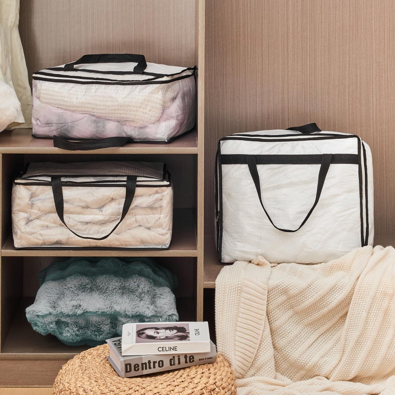 MKOKYD 40L Clear Storage Bags for Blanket, Clothes, Comforter, Bedding, Sheet, Pillow - Closet Organizers and Storage Containers, Under Bed Storage Bag with Zipper (Clear, 3 Pack) - Image 2