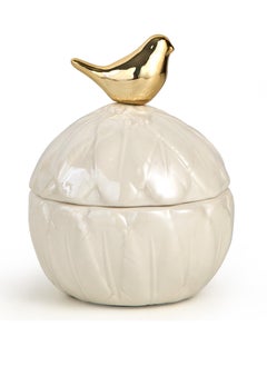 SYOSI Ceramic Jewelry Storage Box Nordic Ins Style Elegant Trinket Box with Gold Bird Lid Round Jewelry Organizers for Stud Rings Necklaces Bracelets Earrings Jewelry Ring Gift Box for Women Girls  - Image 1