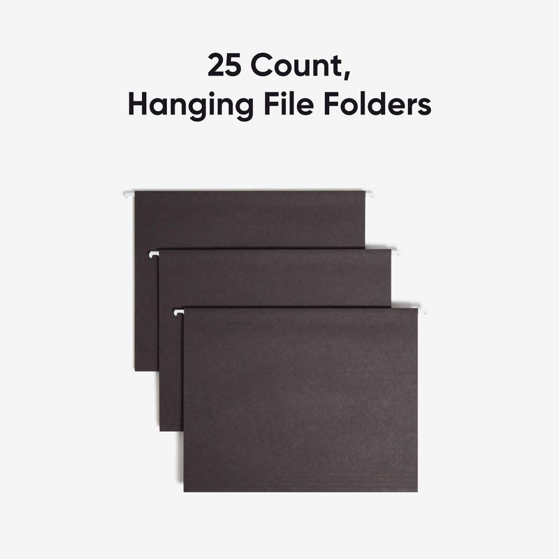 Smead Standard Hanging File Folders, 25 Count, Black, 1/5-Cut Adjustable Tabs, Letter Size (64062) - Image 3