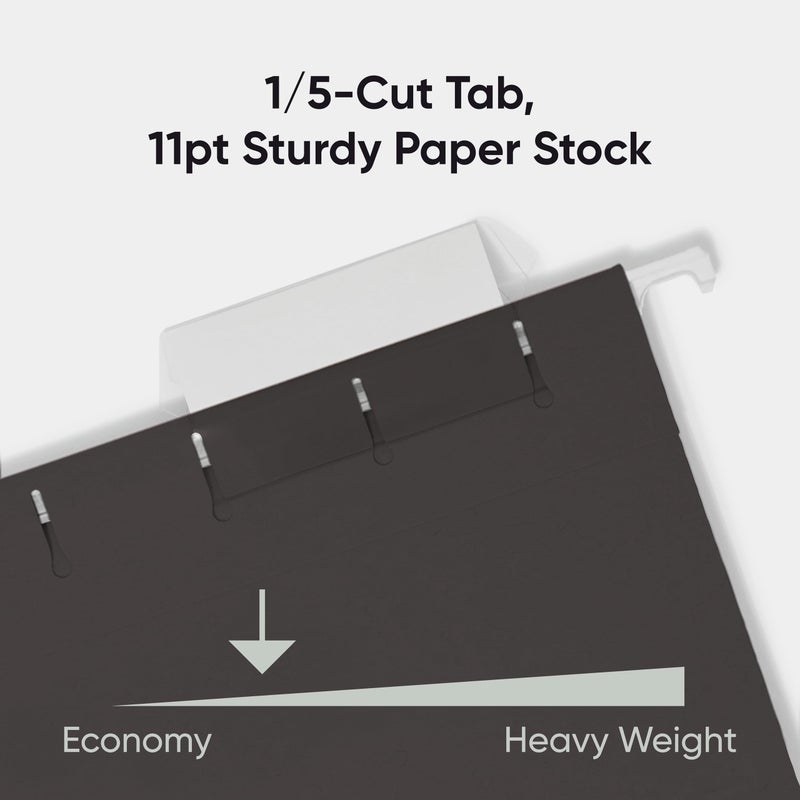 Smead Standard Hanging File Folders, 25 Count, Black, 1/5-Cut Adjustable Tabs, Letter Size (64062) - Image 4