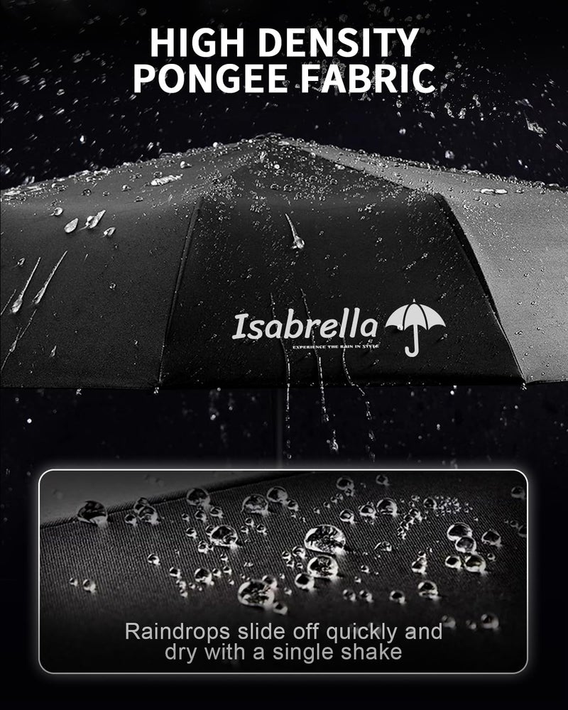 ISABRELLA Umbrella for Women – 10-Rib Folding Umbrella with UV Protection, Black Coating, Wind & Rain Resistant, Safe Close Design, Durable, Lightweight, and Compact for Travel (BLACK) - Image 4