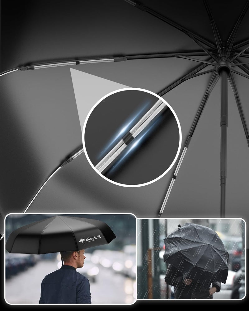 ISABRELLA Umbrella for Women – 10-Rib Folding Umbrella with UV Protection, Black Coating, Wind & Rain Resistant, Safe Close Design, Durable, Lightweight, and Compact for Travel (BLACK) - Image 3