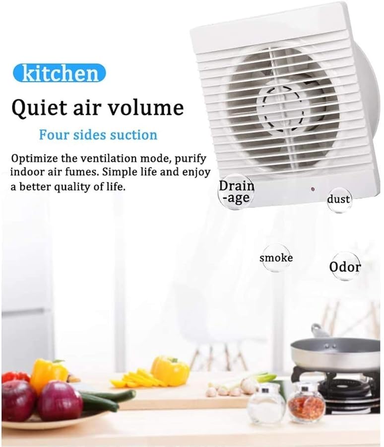 مروحة شفط عادم حمام صامتة مقاومة للماء باللون الأبيض لتهوية نوافذ المطبخ والمرحاض - Image 1