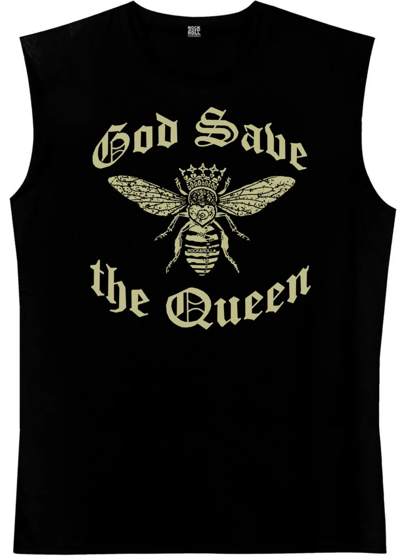 Rock&Roll Queen Bee Black Cutaway Sleeve | Sleeveless Men's T-Shirt | Athlete