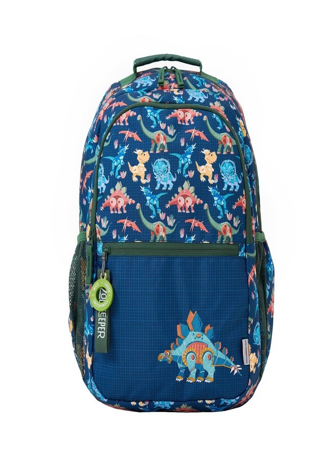 ZOOKEEPER School Bag for Boys & Girls 8-10 Years Lightweight, Water Resistant Kids Backpack for School & Travel Spacious, Durable, Premium YKK Zippers Comfortable Design (Dark Blue Dinosaur, 25L) - Image 1