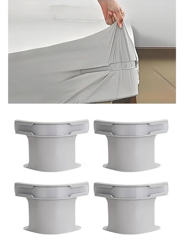4 عبوات من حامل ملاءات السرير مع شرائط القفل ، ومثبتات ملاءة السرير شديدة التحمل ، ومشابك ملاءة قفل غير قابلة للانزلاق ، لجميع الأحجام ، والبطانيات ، والفراش (رمادي) - Image 1