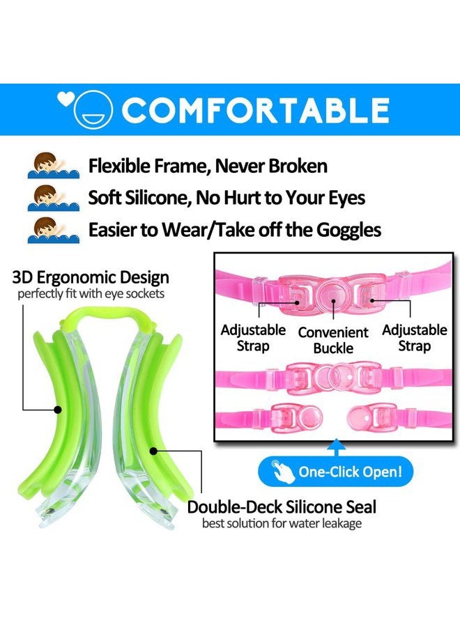 EverSport Kids Swim Goggles, 2 Pack Crystal Clear Swimming Goggles for Children and Teenagers, Anti-fog Anti-UV Youth Swimming Gl, Leak proof, Free ear plugs, one button open straps, for 4-16 Y/O - Image 5