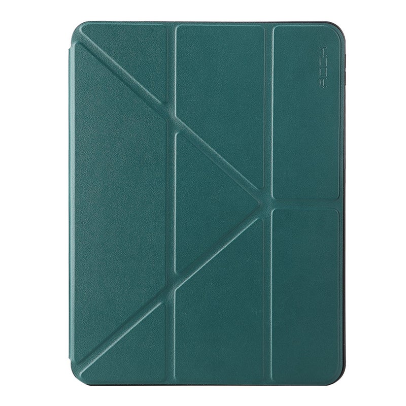 روك حافظة تابلت قلابة أفقية من البولي يوريثان الحراري لجهاز ايباد برو 12.9 (2020) تاتش سيريز مع حامل وفتحة للقلم وخاصية السكون/الاستيقاظ (أخضر غامق) - Image 2