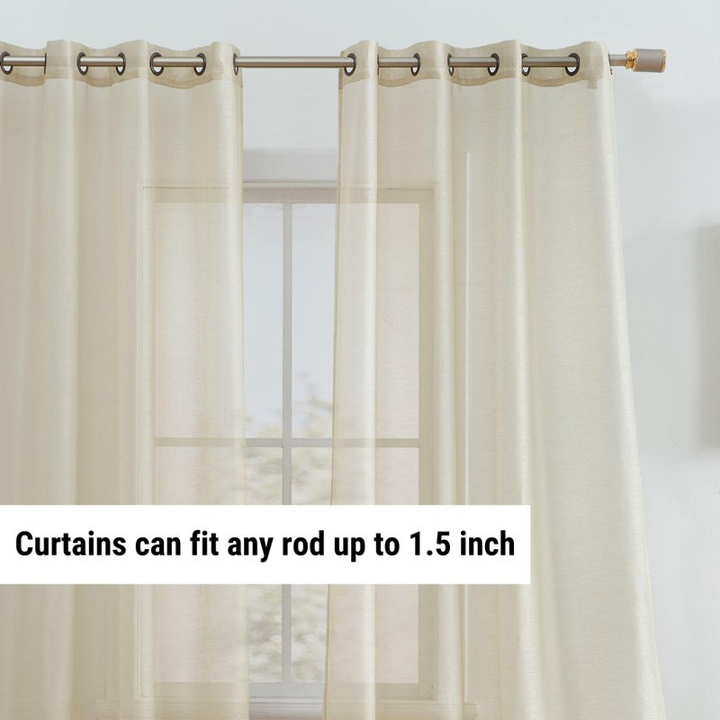 HLC.ME 2 Piece Semi Sheer Voile Window Treatment Curtain Grommet Panels for Bedroom & Living Room (54" W x 84" L, Beige) - Image 3