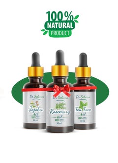 Natural Hair Growth Set - Rosemary, Jojoba & Tea Tree Oils (3 Pieces)