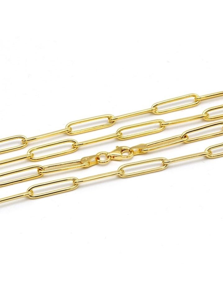 Gold Zone - Real Gold Long Round Paper Clip Chain Necklace - Image 1