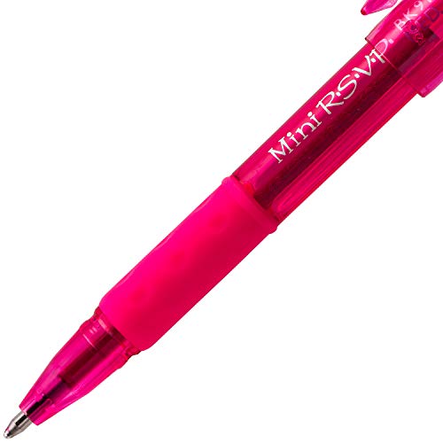 Pentel BK91MNP-P Pentel Mini R.S.V.P. Stick Ballpoint Pen, Translucent Brl, Pink Ink, Med Pt, Box of 12 - Image 5