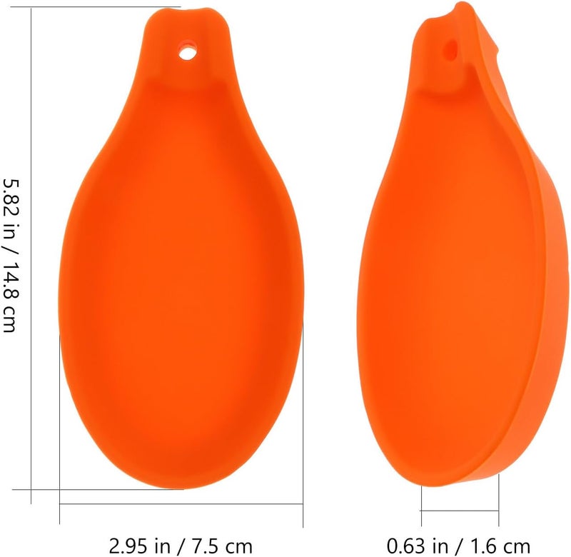 Silicone Spoon Rest Set 2pcs Bright Color Heat Resistant Kitchen Utensil Holder Soup Spoon Pad for Countertop Cooking and Dining - Image 2