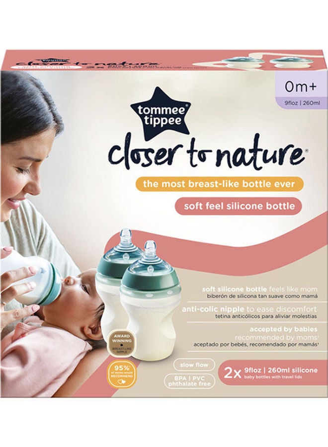 tommee tippee Pack Of 2 Closer To Nature Soft Feel Silicone Baby Bottles - 260Ml - Image 2