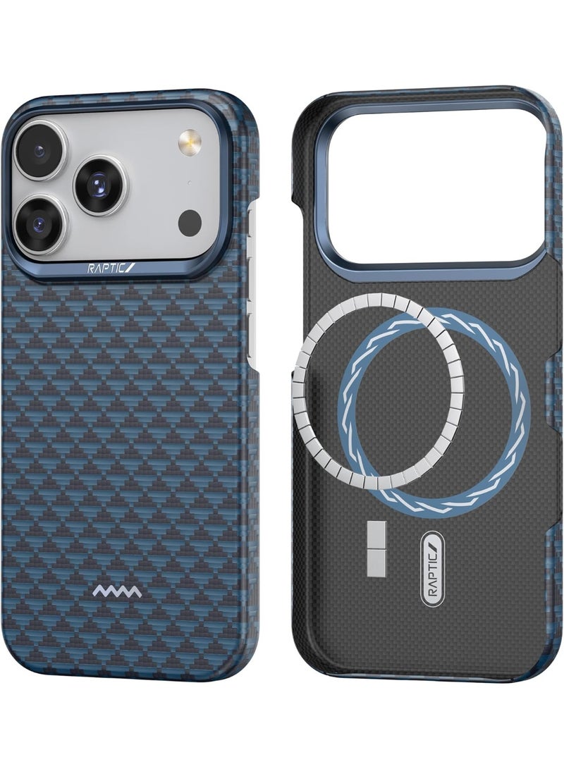 RAPTIC غطاء أراميد لجهاز آيفون 17 برو [ماج سيف] فائق النحافة 1500D من ألياف الأراميد - عميق - Image 1