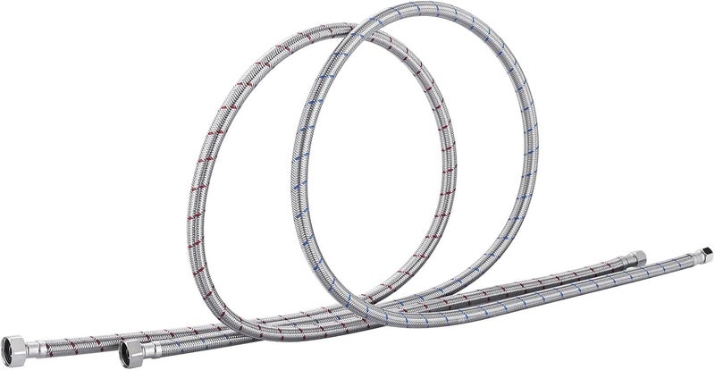 ALEASHA 72'' Length Faucet Supply Line, Stainless Steel Braided cUPC Sink Hose with G1/2" FIP x 3/8" Compression Supply Hose for Sink Faucet Bathroom Kitchen Faucet Connector Water Supply Line 2 PCS - Image 1