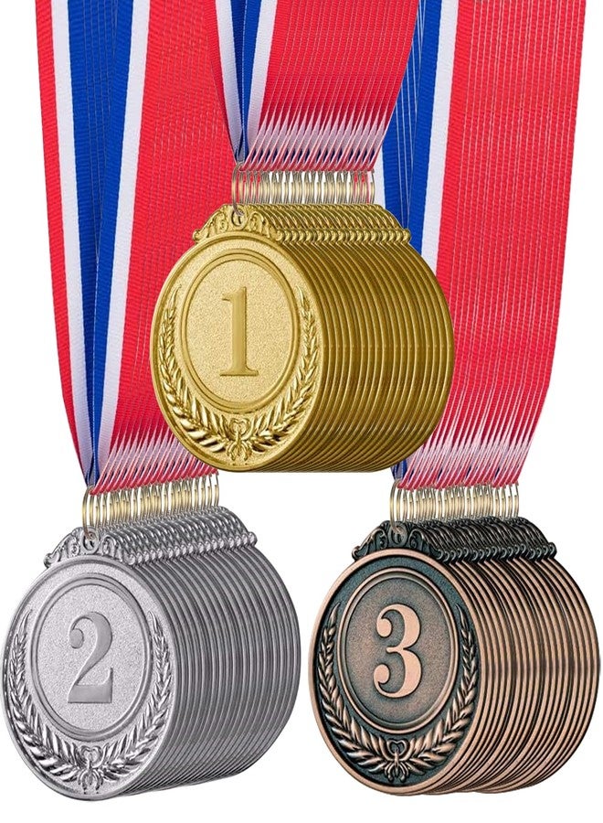 Kabcifea 30 Pieces Gold Silver Bronze Award Medals for Awards,Metal Medal Winner Medals with Ribbon for Football Baseball Soccer Basketball Softball Gymnastics Team Sports Player Competitions Champion Gift - Image 1