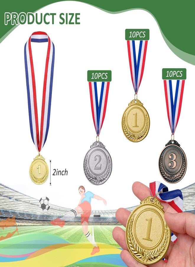 Kabcifea 30 Pieces Gold Silver Bronze Award Medals for Awards,Metal Medal Winner Medals with Ribbon for Football Baseball Soccer Basketball Softball Gymnastics Team Sports Player Competitions Champion Gift - Image 2