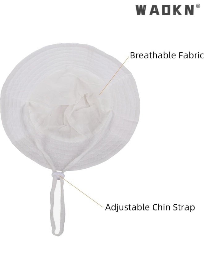 WAOKN Baby Sun Hat Toddler Girl Wide Brim Beach Cap Outdoor Summer Breathable Kids Hat,Baby pure cotton basin cap,Soft and comfortable,Suitable for babies aged 3-12 months, portable and easy to carry, white. - Image 4