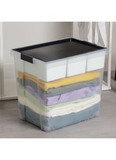 TATAY Multi Purpose Stackable Storage Box with Lid Black and Clear 60 L 1157302  - Image 3