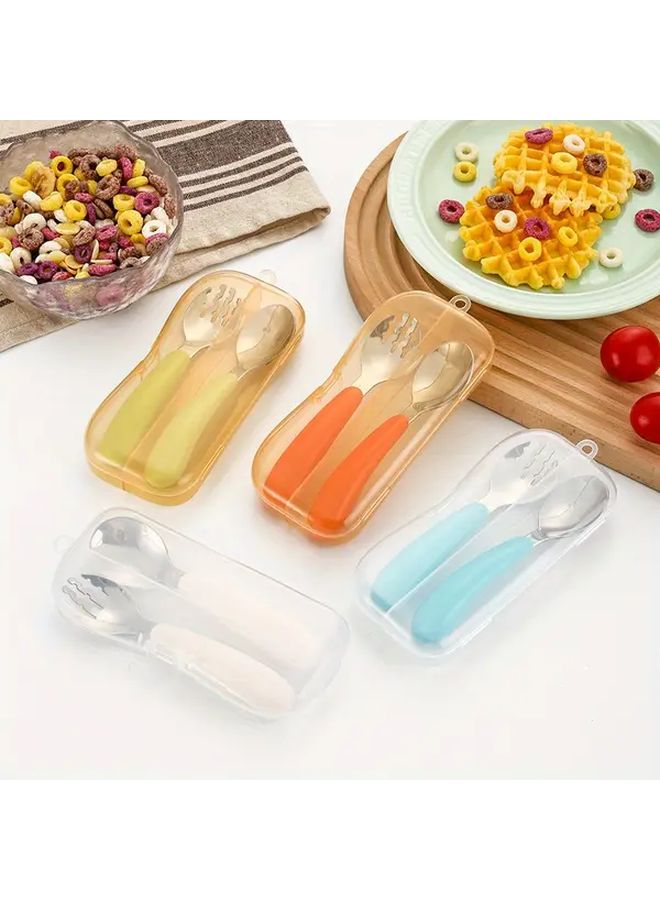 Set Of White Custom Spoon And Fork With Box Lunch Container Dish Set - Image 1