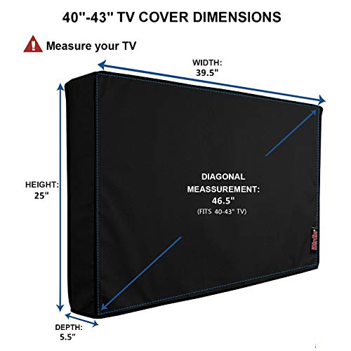 iBirdie Outdoor TV Cover 40 to 43 inch Weatherproof, Cover Size 39.5''L x 25''H, Waterproof for Outside Flat Screen 40 to 43 inch TV, Black, 600D Thick Fabric Screen Protector with Bottom - Image 2