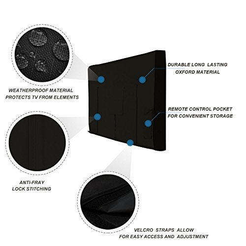 iBirdie Outdoor TV Cover 40 to 43 inch Weatherproof, Cover Size 39.5''L x 25''H, Waterproof for Outside Flat Screen 40 to 43 inch TV, Black, 600D Thick Fabric Screen Protector with Bottom - Image 4