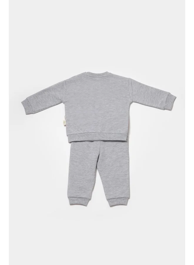 Magu Unisex Baby Cotton Grey Two-Piece Set with Puzzle Print