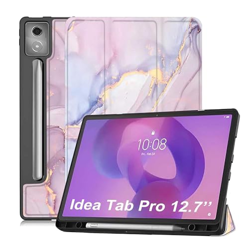 ProElite Cover for Lenovo Idea Tab Pro 12.7 inch 2025 case Cover, Soft Flexible Flip Case Cover for Lenovo Idea Tab Pro 12.7 inch 2025 [Recoil Series] - Marble Pink - Image 1