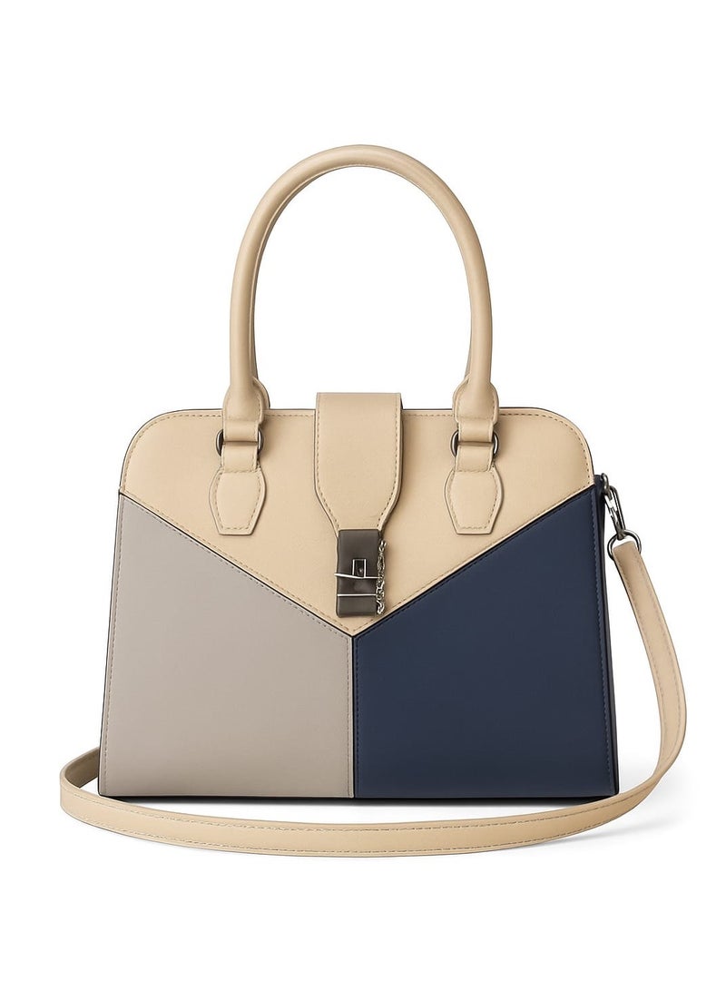 Women’s Handbag and Crossbody – beige with Multicolor Design and Elegant Style - Image 1